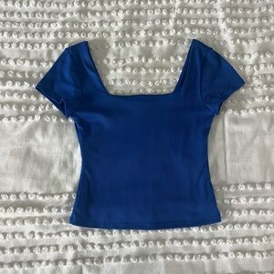 Blue Square Neck Women's Top